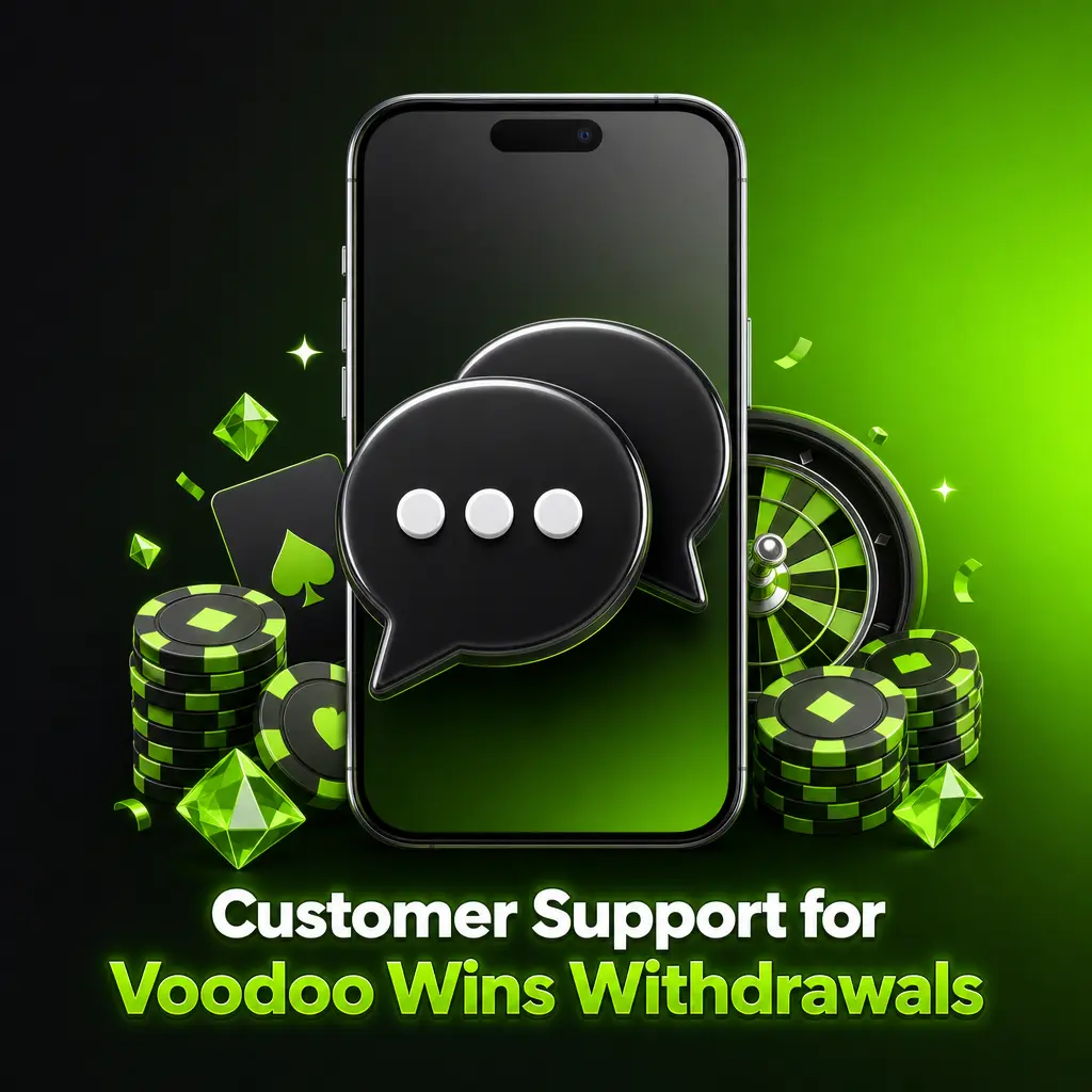 Customer support options for Voodoo Wins withdrawal issues: live chat, contact form, and help center FAQ.